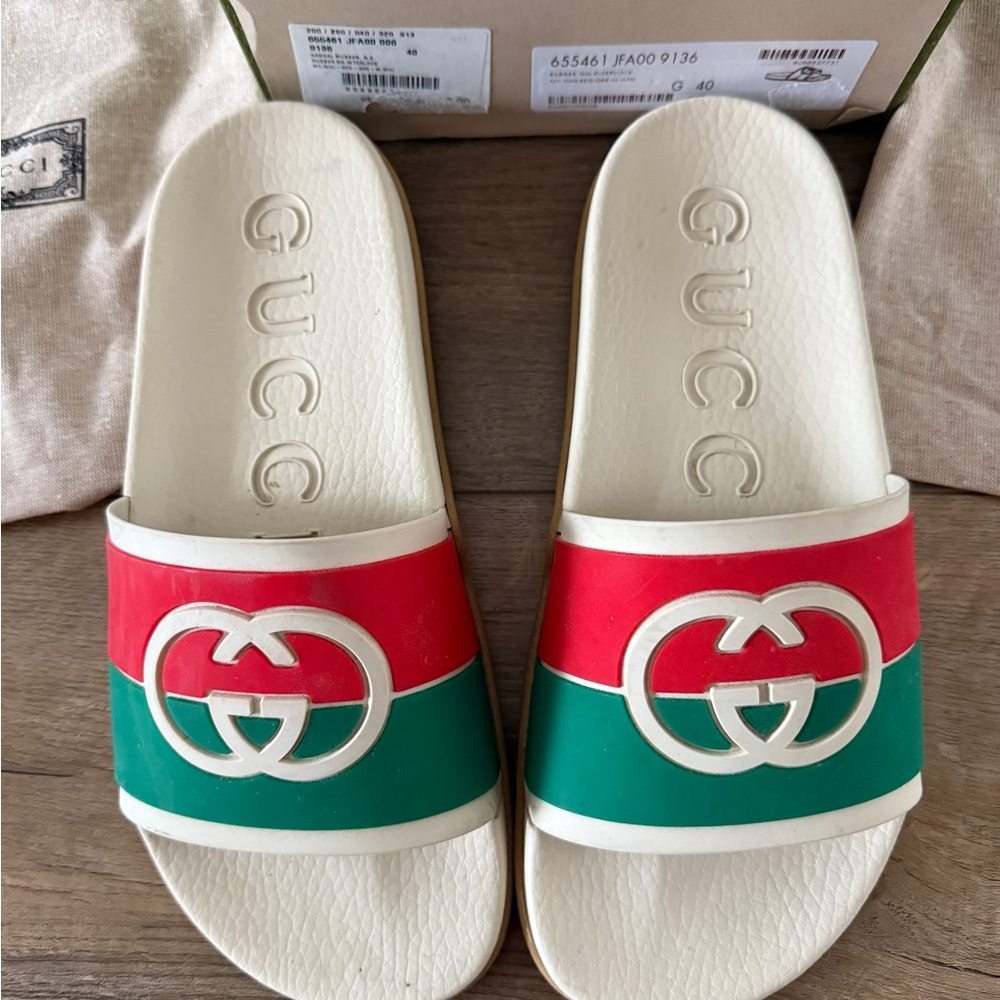 Gucci GG Pool Slides with Iconic Logo, Size EU40/10 - Picture 2 of 6